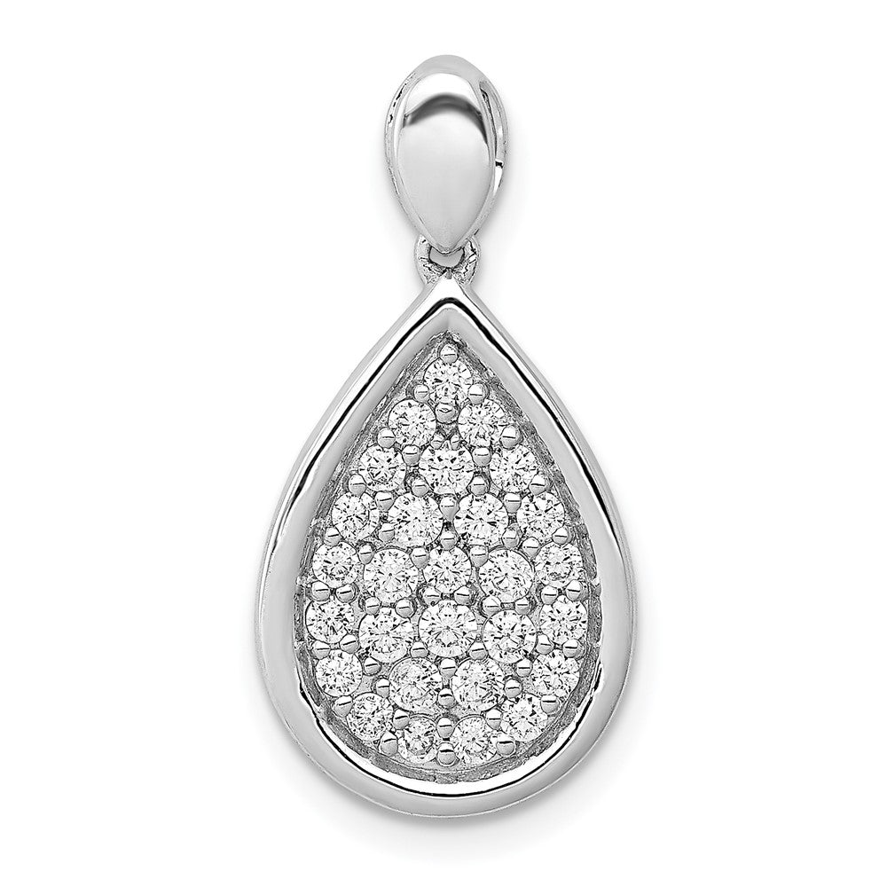 14k White Gold 1/2ct. Real Diamond Fancy Teardrop Pendant