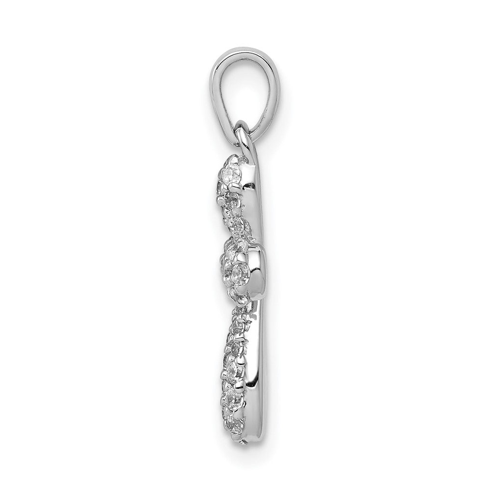 14k White Gold 1/3ct. Real Diamond Cross Pendant