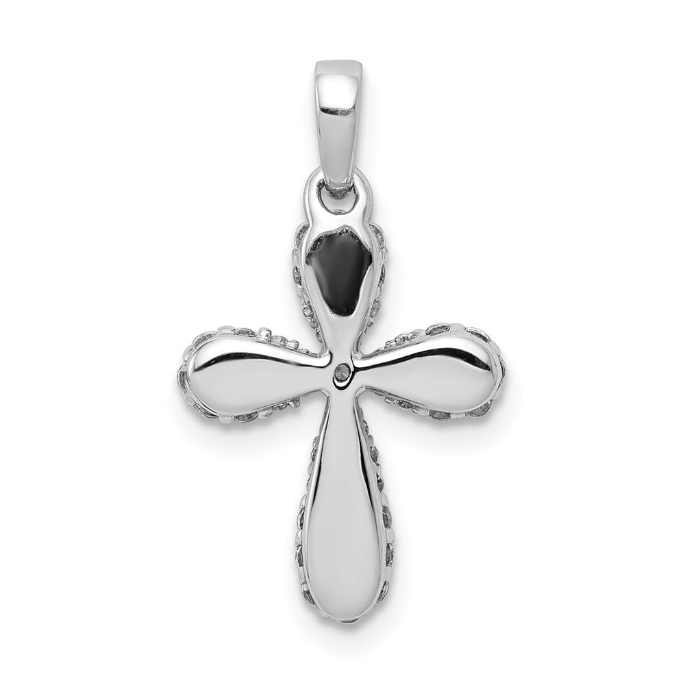 14k White Gold 1/3ct. Real Diamond Cross Pendant