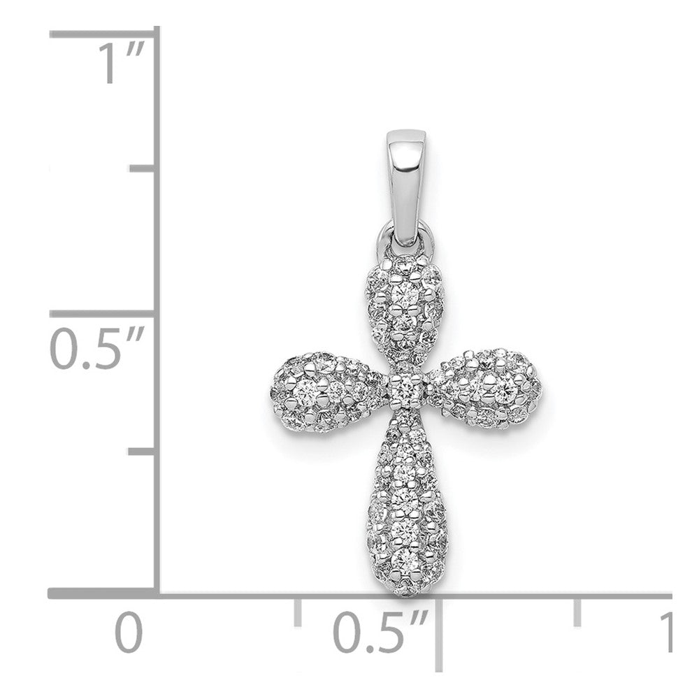 14k White Gold 1/3ct. Real Diamond Cross Pendant