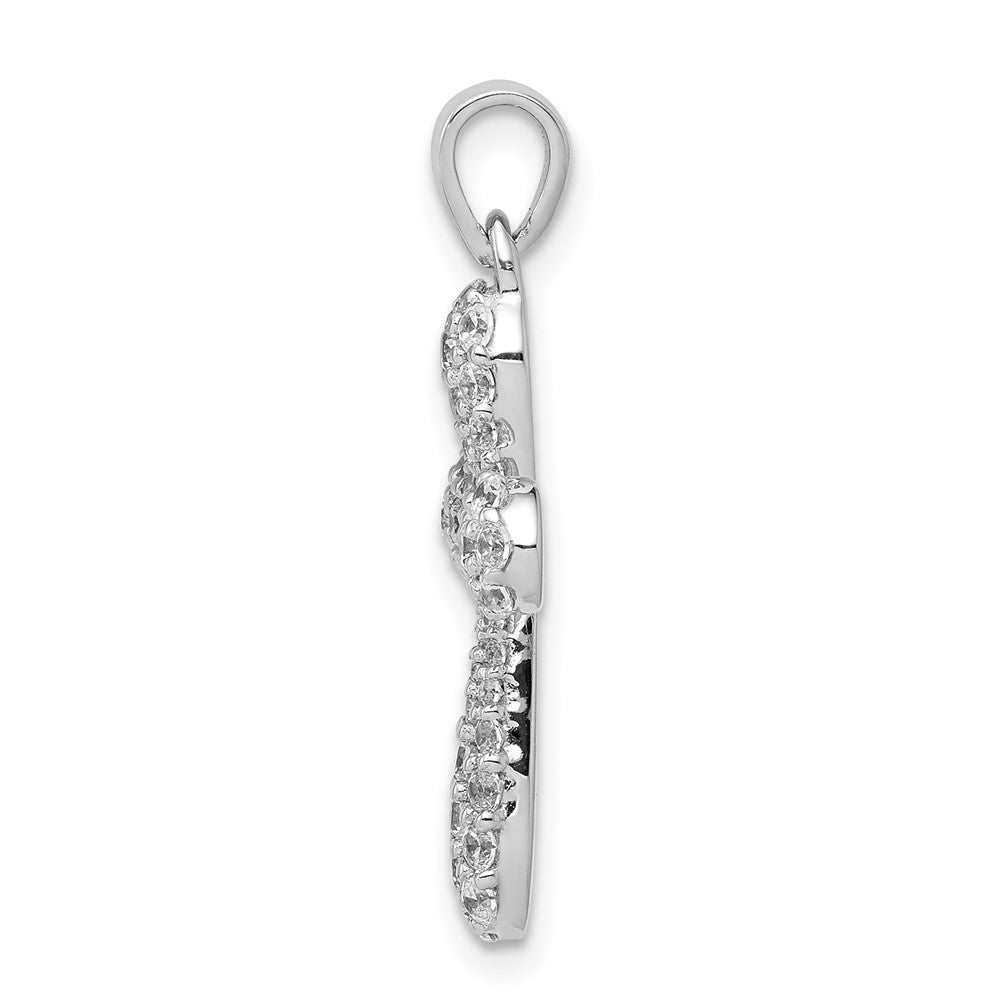 Solid 14k White Gold 5/8ct. Simulated CZ Cross Pendant