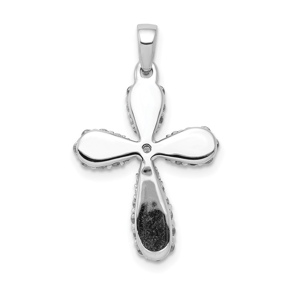 Solid 14k White Gold 5/8ct. Simulated CZ Cross Pendant