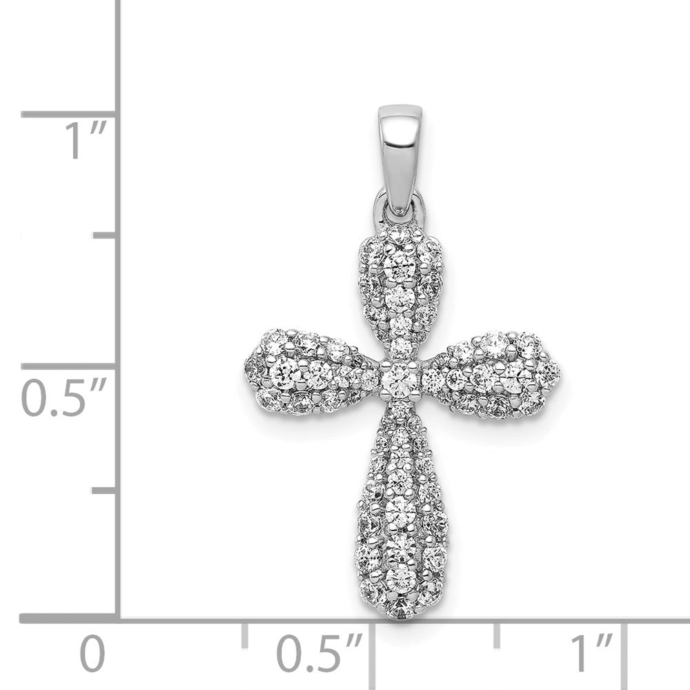 14k White Gold 5/8ct. Real Diamond Cross Pendant