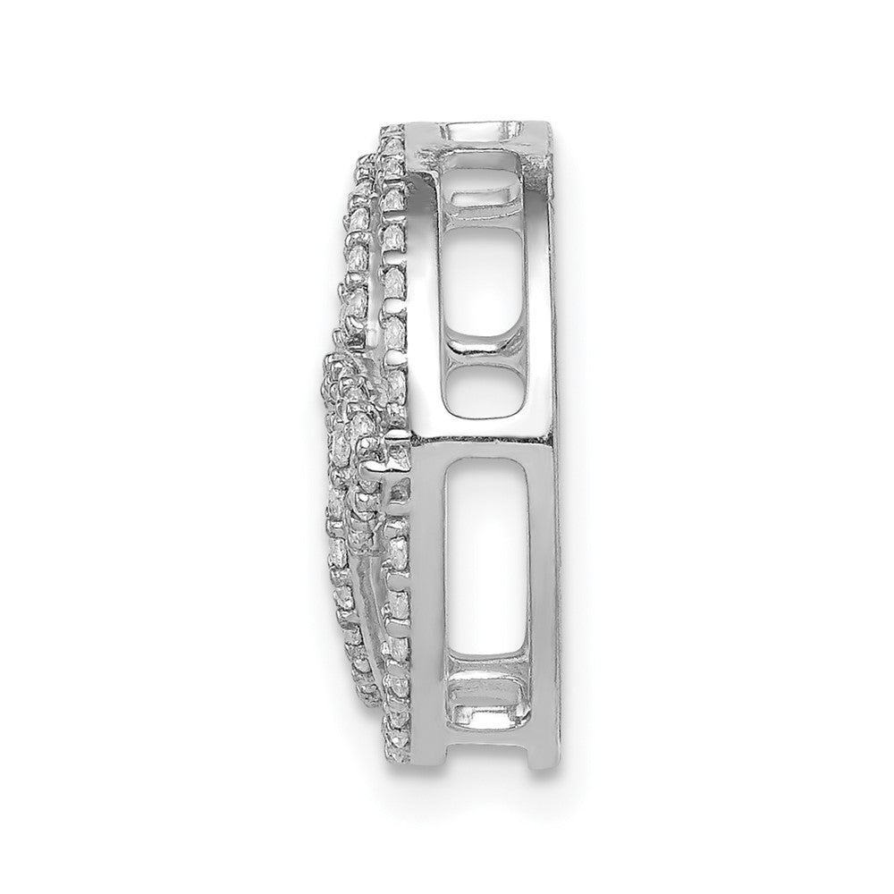 14k White Gold Real Diamond Celtic Circle Chain Slide