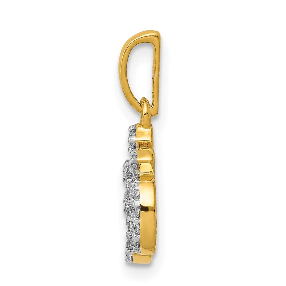 14K Yellow Gold 1/6ct. Real Diamond Om Pendant