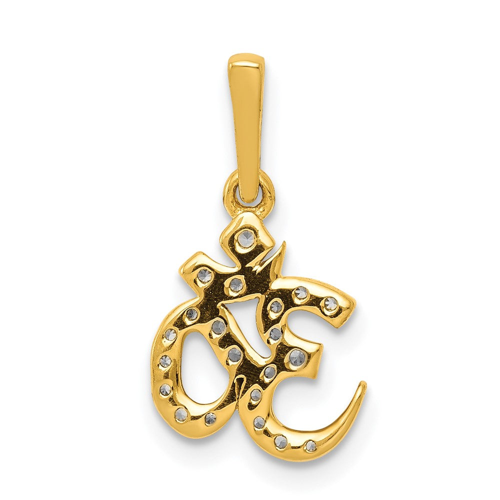 14K Yellow Gold 1/6ct. Real Diamond Om Pendant