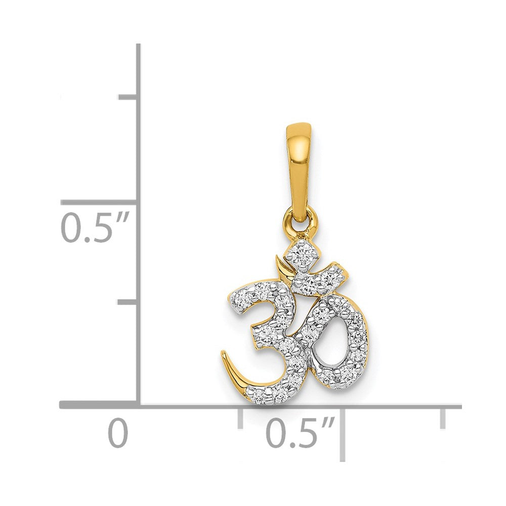 14K Yellow Gold 1/6ct. Real Diamond Om Pendant