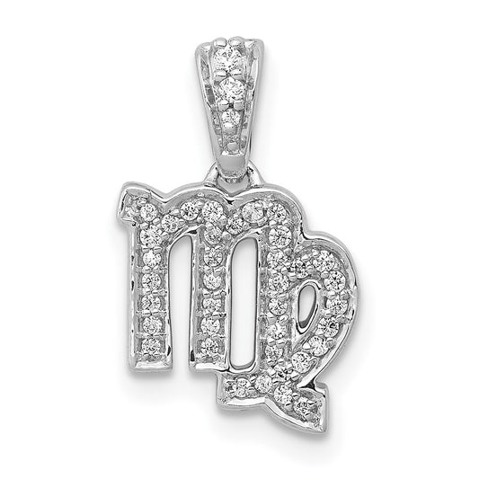 14k White Gold Real Diamond Virgo Pendant