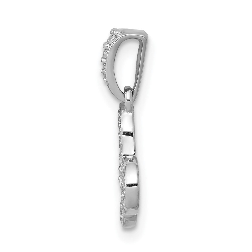 Solid 14k White Gold Simulated CZ Capricorn Pendant