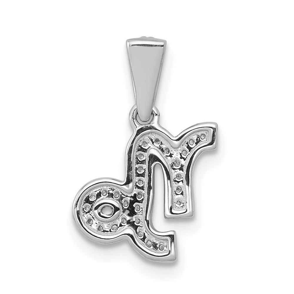 14k White Gold Real Diamond Capricorn Pendant