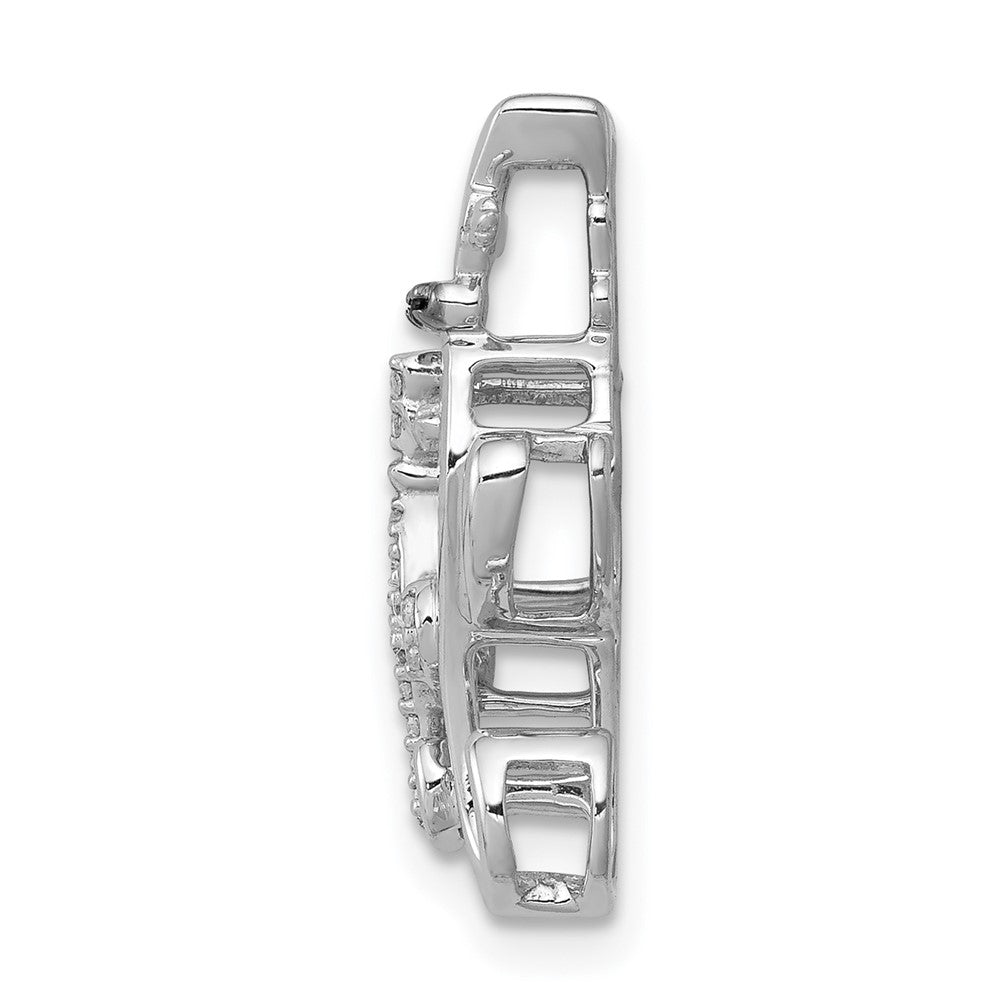 14k White Gold White and Black Accent Real Diamond Cats Chain Slide