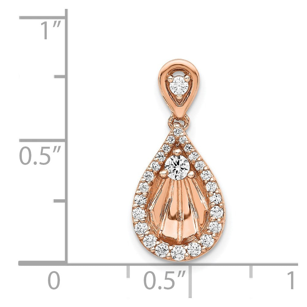 14k Rose Gold 3/8ct. Real Diamond Vintage Teardrop Pendant