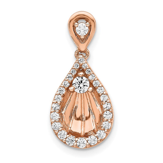 14k Rose Gold 3/8ct. Real Diamond Vintage Teardrop Pendant