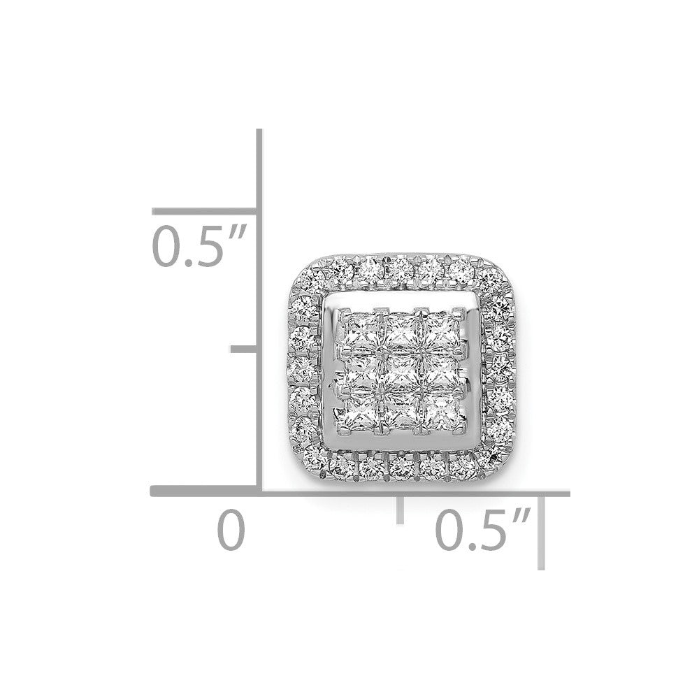 14k White Gold 1/2ct. Real Diamond Square Cluster Pendant