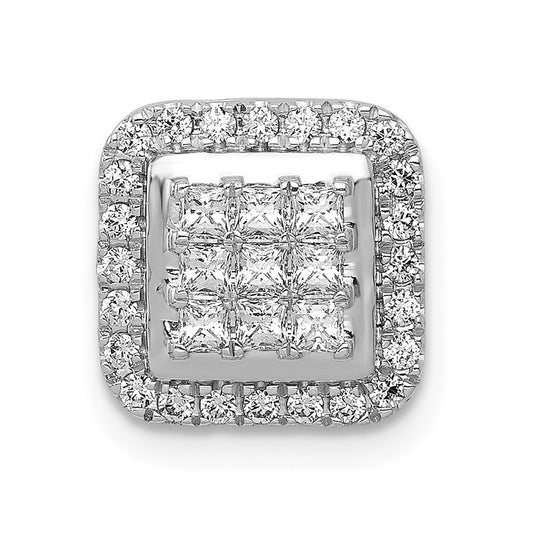 Solid 14k White Gold 1/2ct. Simulated CZ Square Cluster Pendant