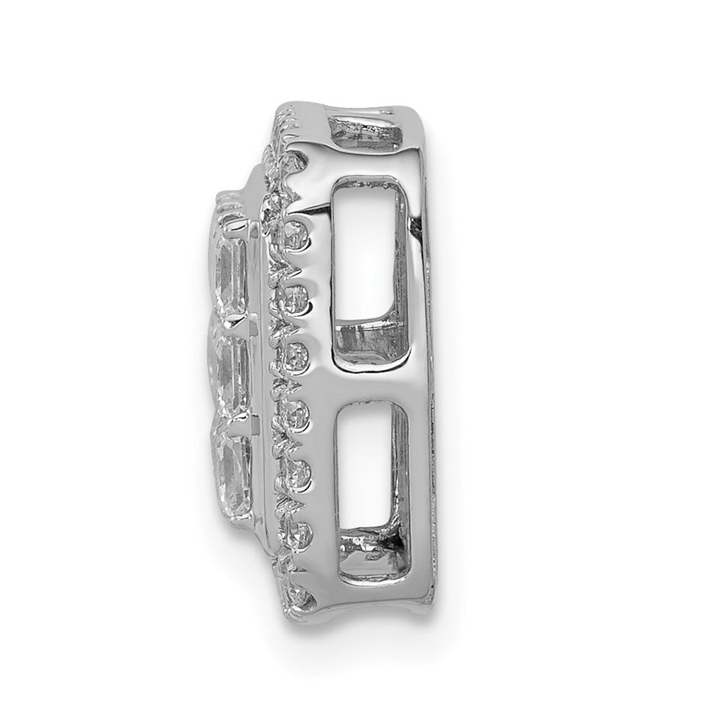 Solid 14k White Gold 1ct. Simulated CZ Square Cluster Pendant