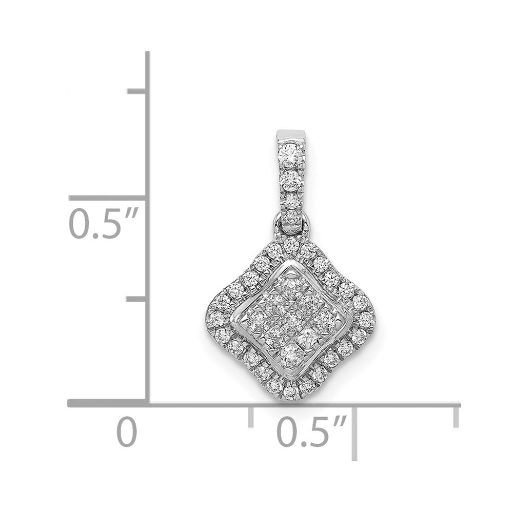 14k White Gold 1/4ct. Real Diamond Cluster Pendant