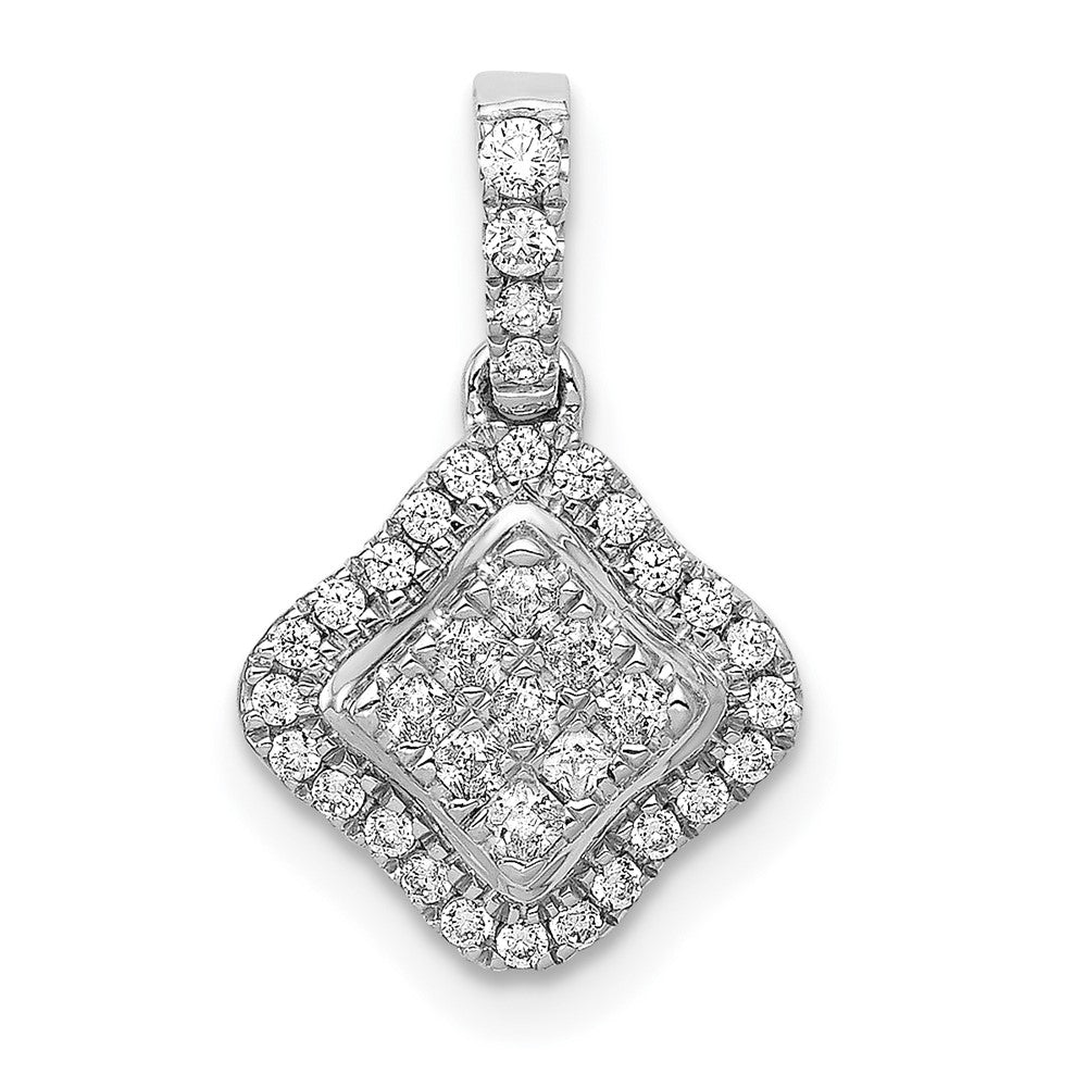 Solid 14k White Gold 1/4ct. Simulated CZ Cluster Pendant