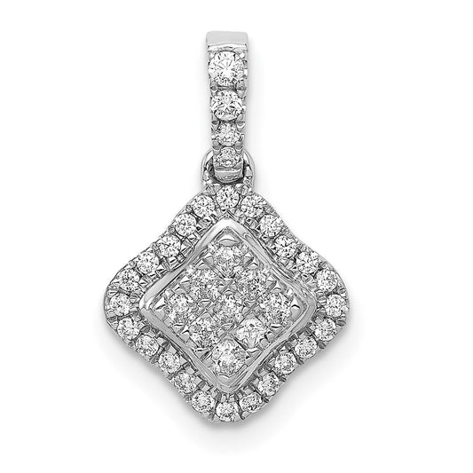 Solid 14k White Gold 1/4ct. Simulated CZ Cluster Pendant