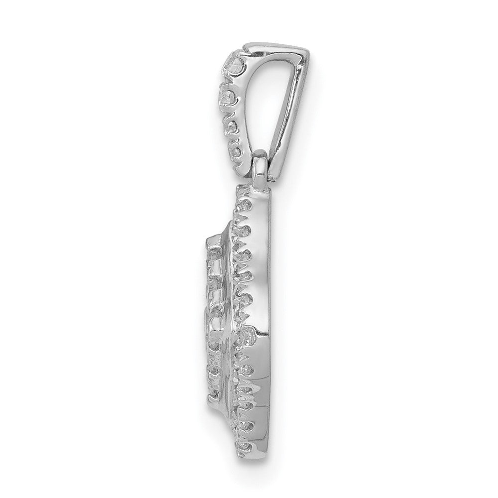 Solid 14k White Gold 1/2ct. Simulated CZ Cluster Pendant