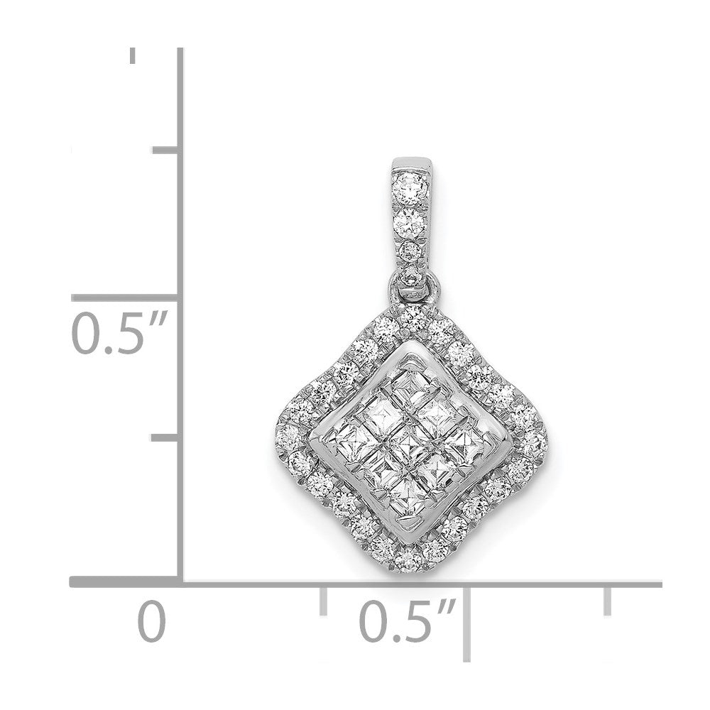 14k White Gold 1/2ct. Real Diamond Cluster Pendant