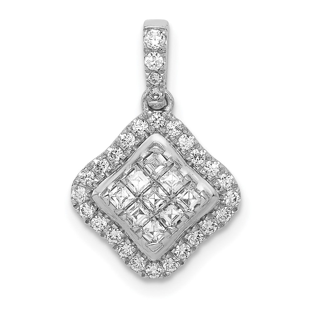 Solid 14k White Gold 1/2ct. Simulated CZ Cluster Pendant