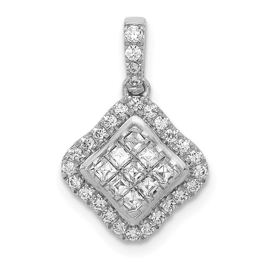 Solid 14k White Gold 1/2ct. Simulated CZ Cluster Pendant