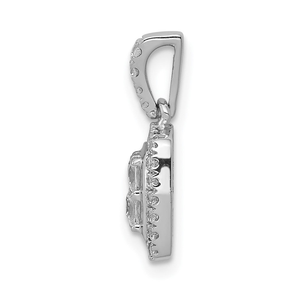 Solid 14k White Gold 1/2ct. Simulated CZ Square Cluster Pendant