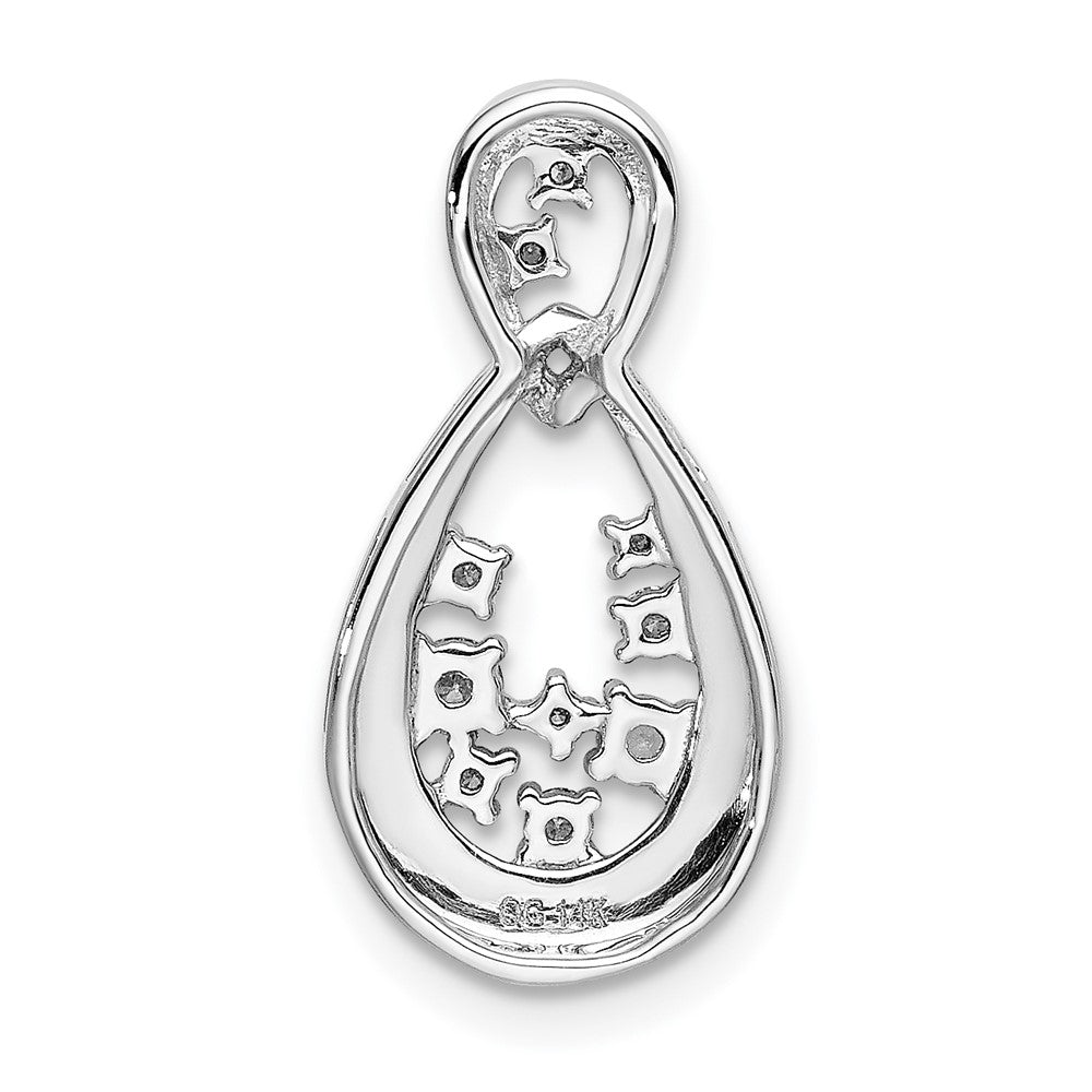 Solid 14k White Gold 1/6ct. Simulated CZ Fancy Teardrop Pendant