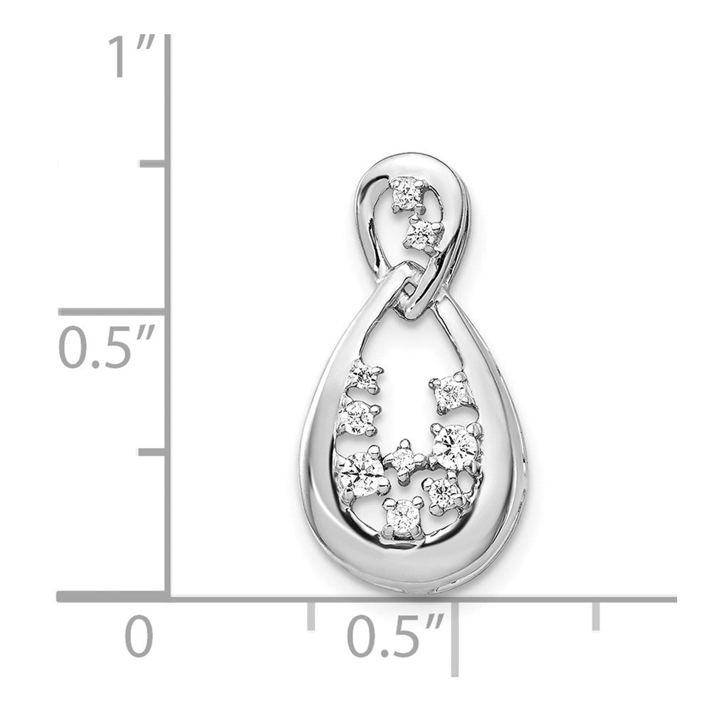 14k White Gold 1/6ct. Real Diamond Fancy Teardrop Pendant