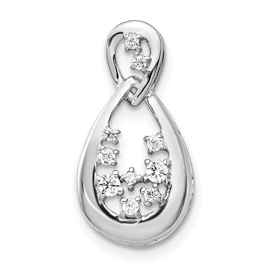 Solid 14k White Gold 1/6ct. Simulated CZ Fancy Teardrop Pendant