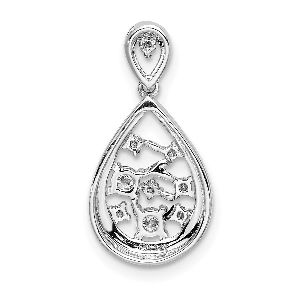 Solid 14k White Gold 3/8ct. Simulated CZ Fancy Teardrop Pendant