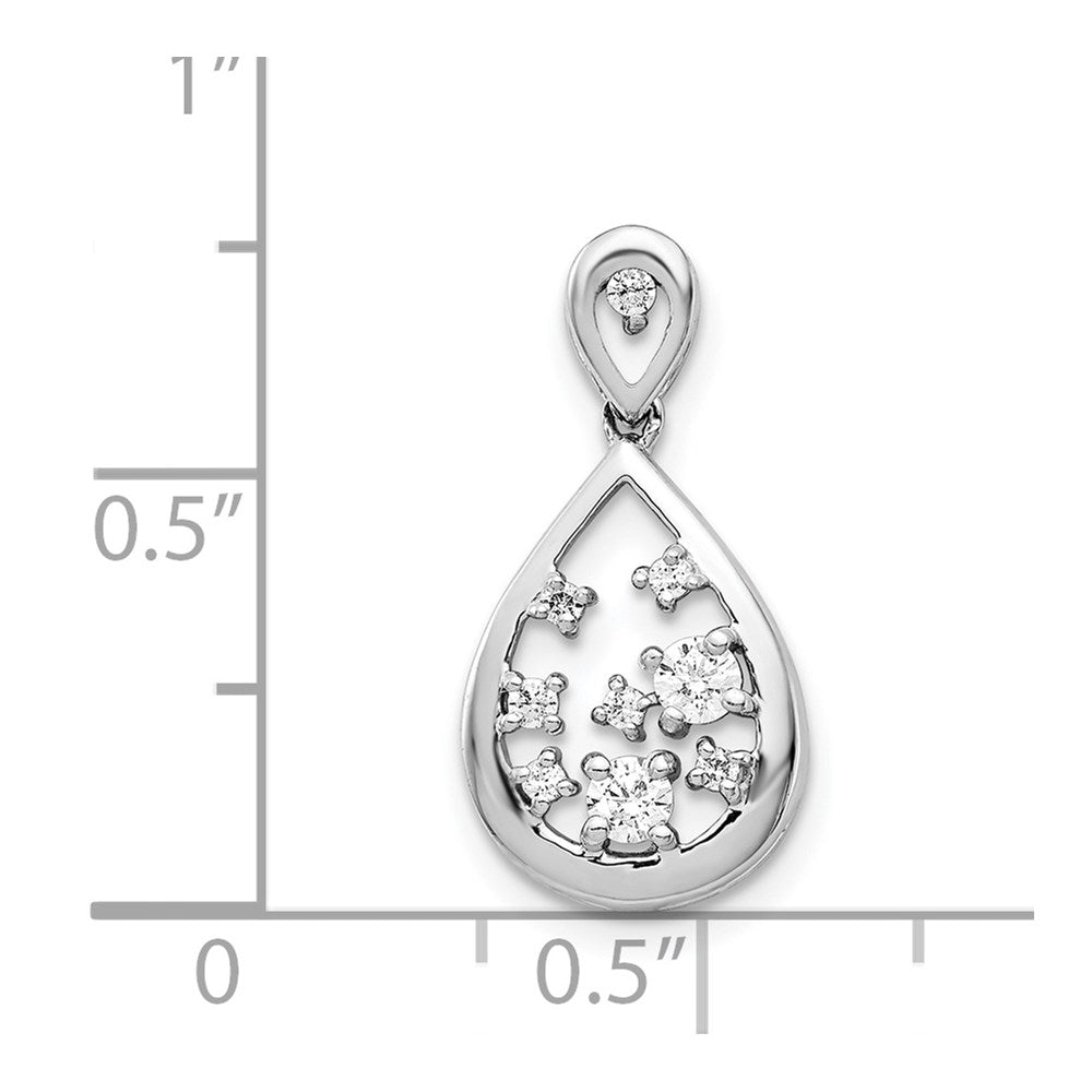 Solid 14k White Gold 3/8ct. Simulated CZ Fancy Teardrop Pendant