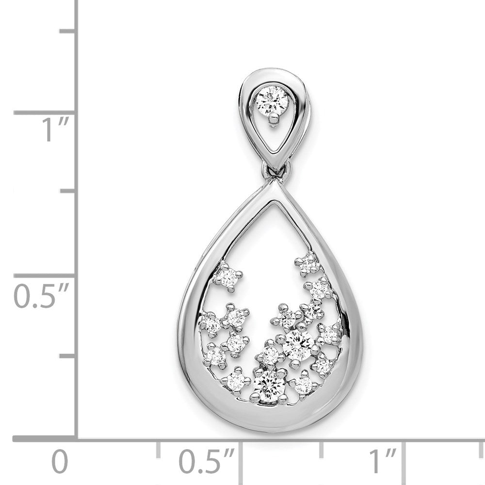 14k White Gold 1/5ct. Real Diamond Fancy Teardrop Pendant