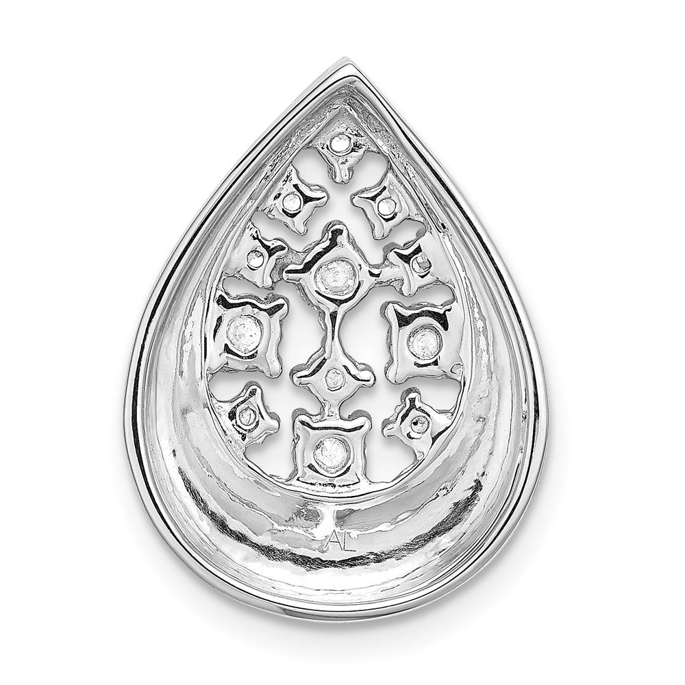 Solid 14k White Gold 3/8ct. Simulated CZ Fancy Teardrop Pendant