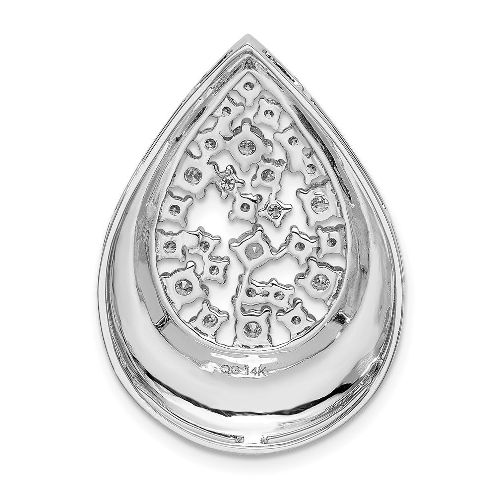 Solid 14k White Gold 7/8ct. Simulated CZ Fancy Teardrop Pendant