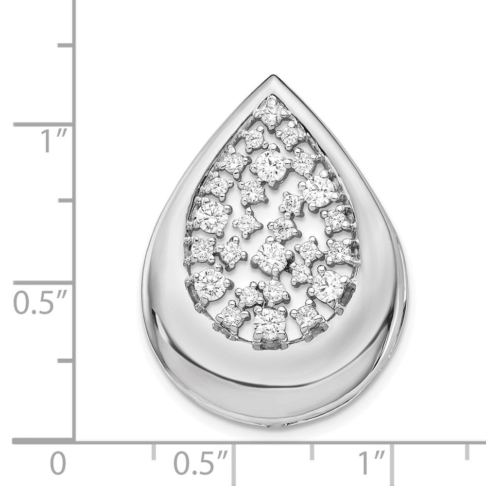 14k White Gold 7/8ct. Real Diamond Fancy Teardrop Pendant