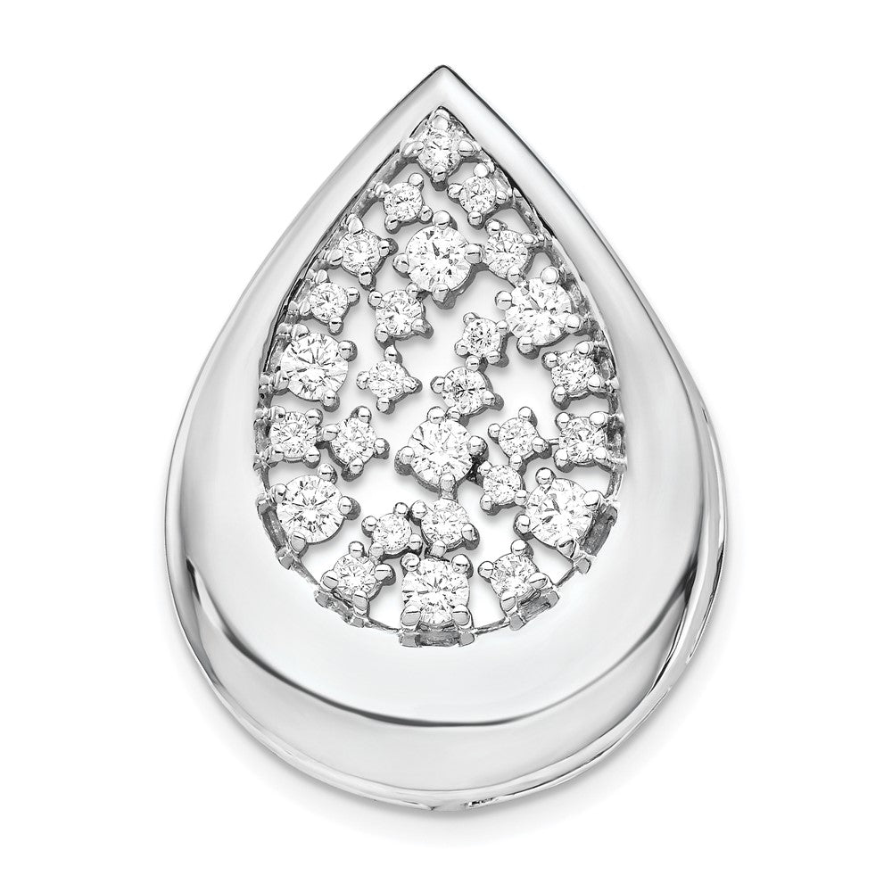 Solid 14k White Gold 7/8ct. Simulated CZ Fancy Teardrop Pendant