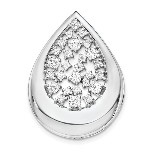 Solid 14k White Gold 7/8ct. Simulated CZ Fancy Teardrop Pendant