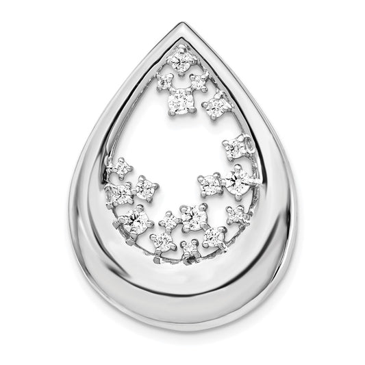 Solid 14k White Gold 1/2ct. Simulated CZ Fancy Teardrop Pendant