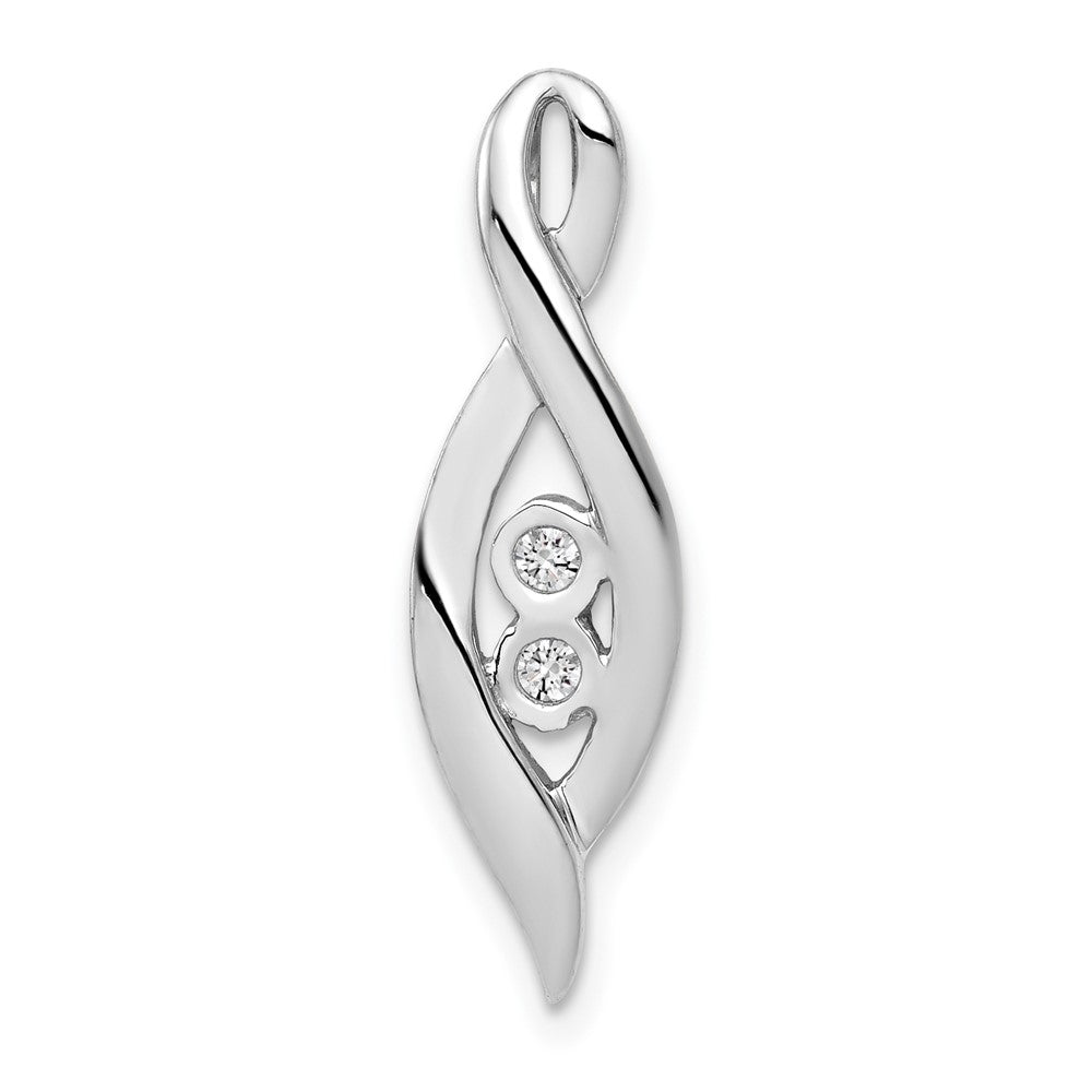 14k White Gold 1/20ct. Real Diamond Slide Pendant