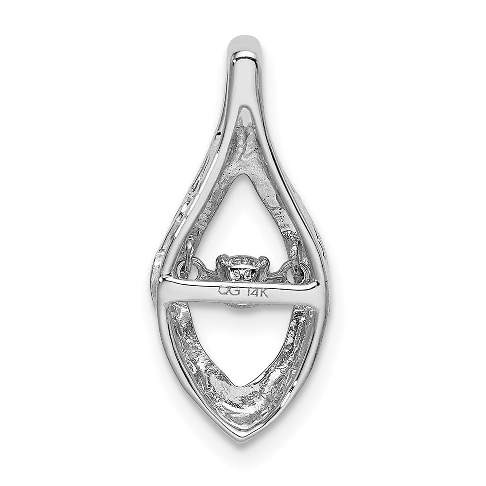 14k White Gold 1/10ct. Moving Real Diamond Slide Pendant