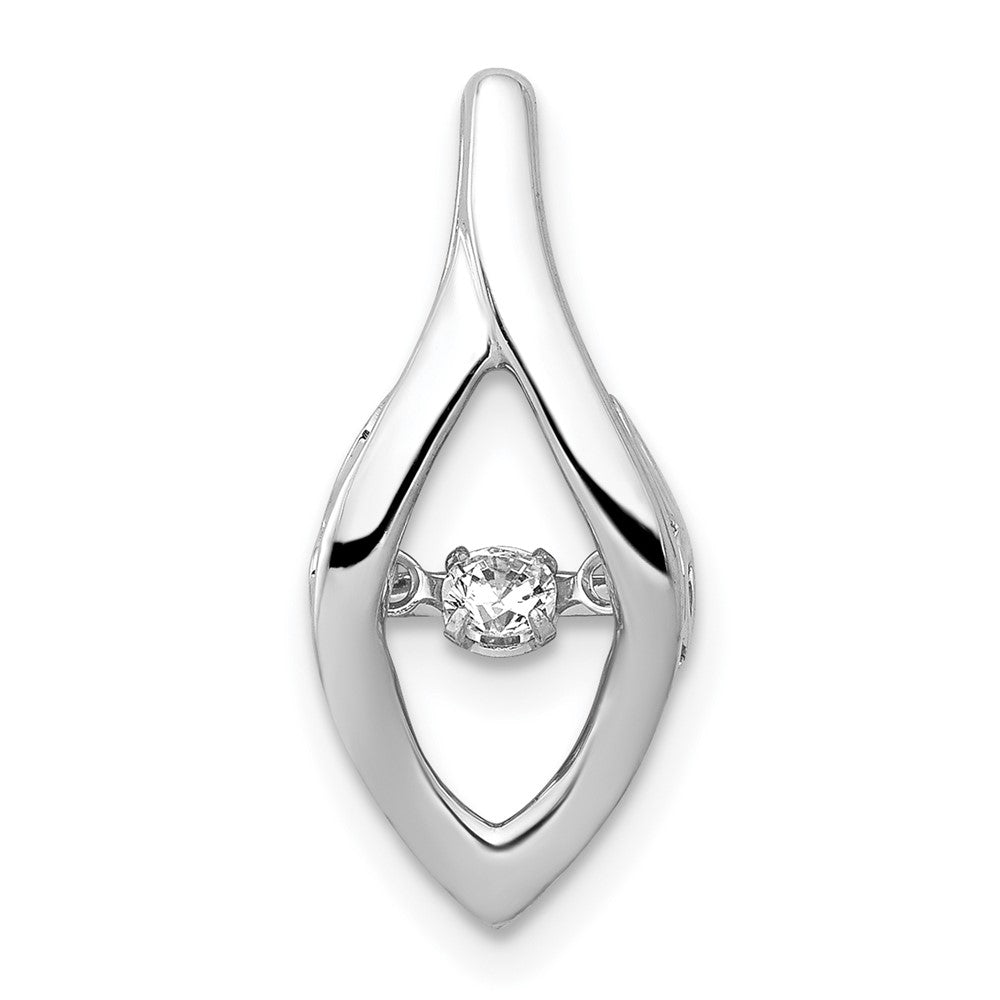 14k White Gold 1/10ct. Moving Real Diamond Slide Pendant