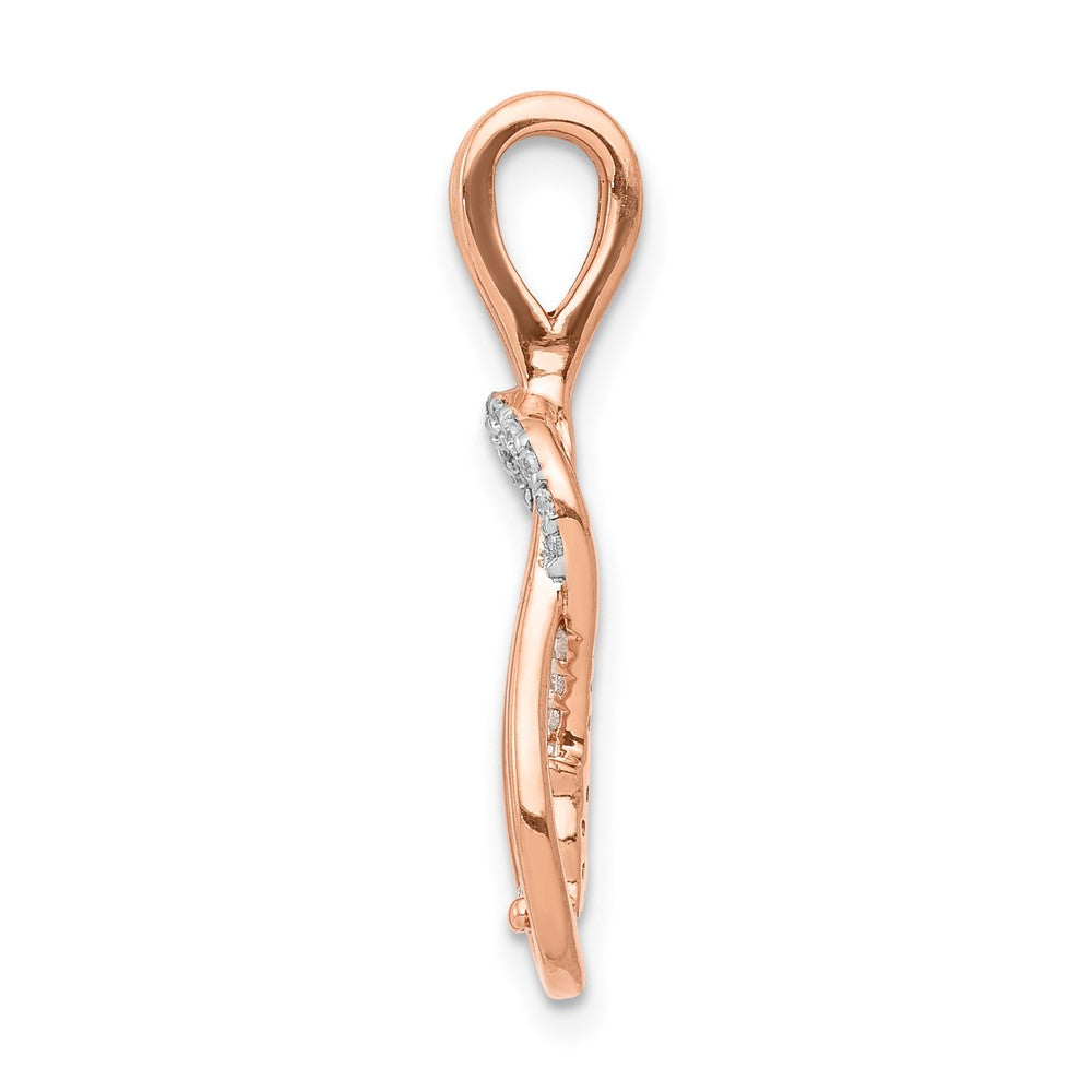 14k Rose Gold 1/6ct. Real Diamond Square Knot Slide Pendant