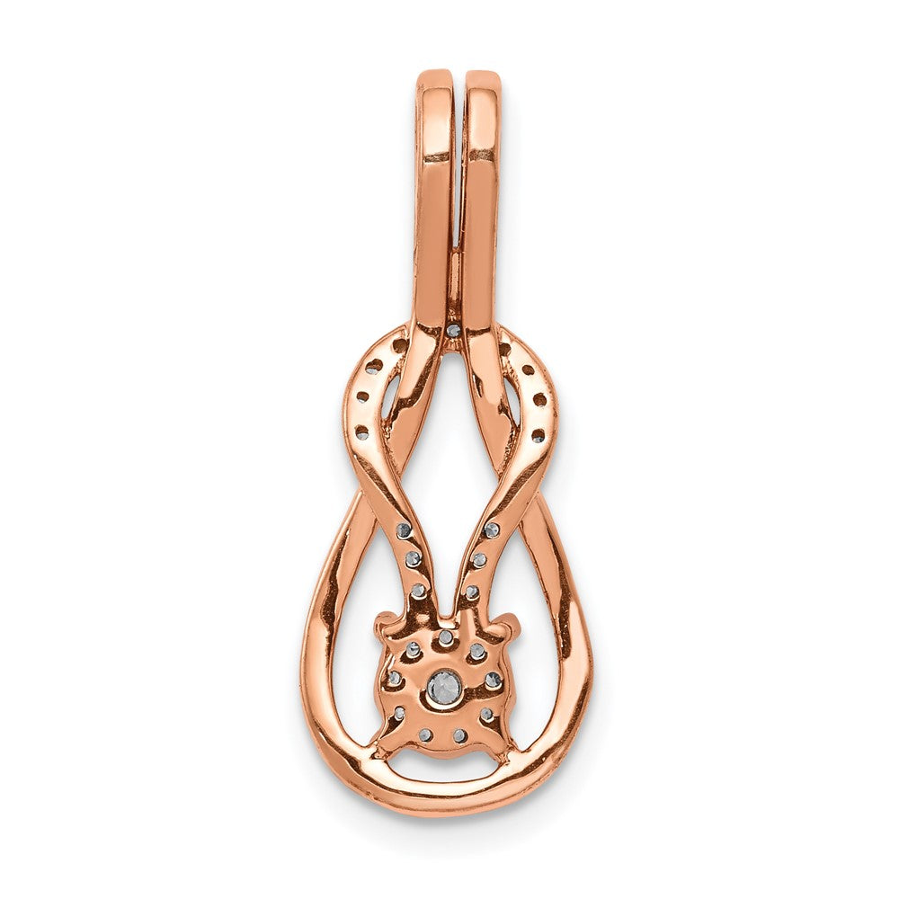 14k Rose Gold 1/6ct. Real Diamond Square Knot Slide Pendant