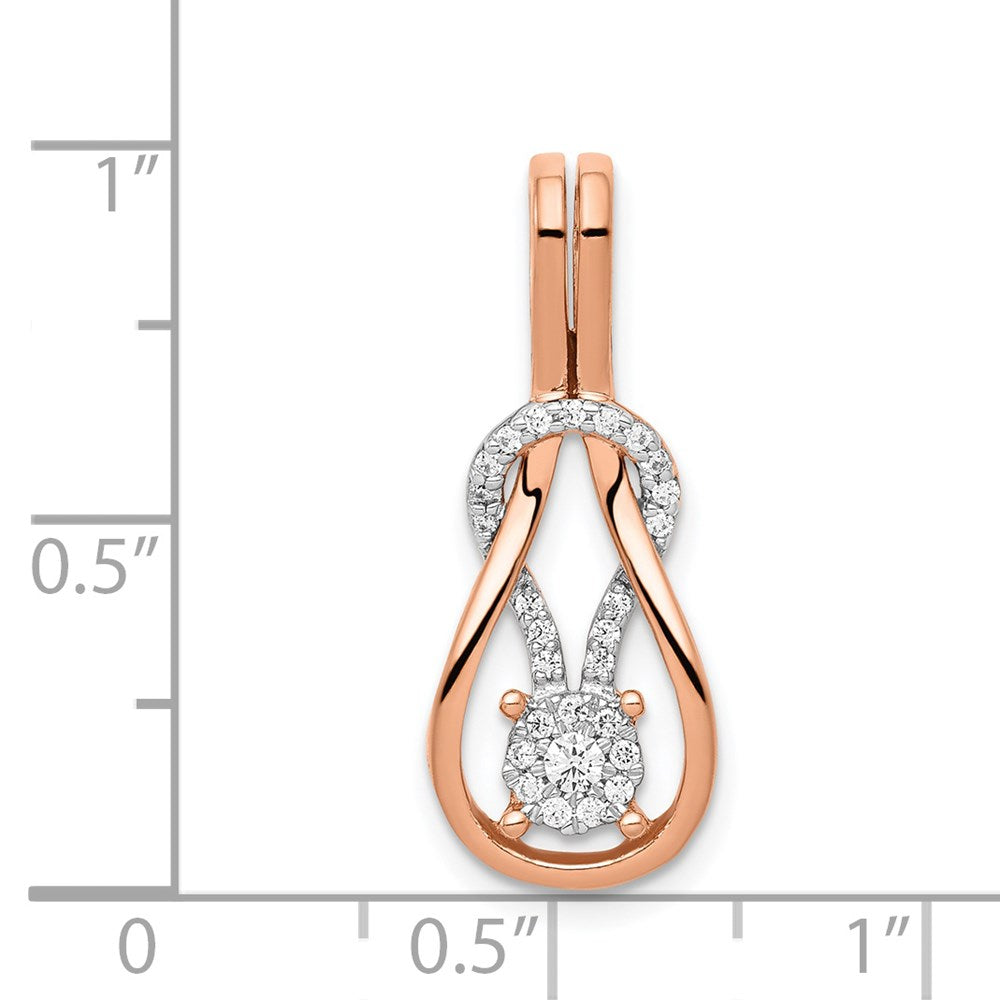 14k Rose Gold 1/6ct. Real Diamond Square Knot Slide Pendant