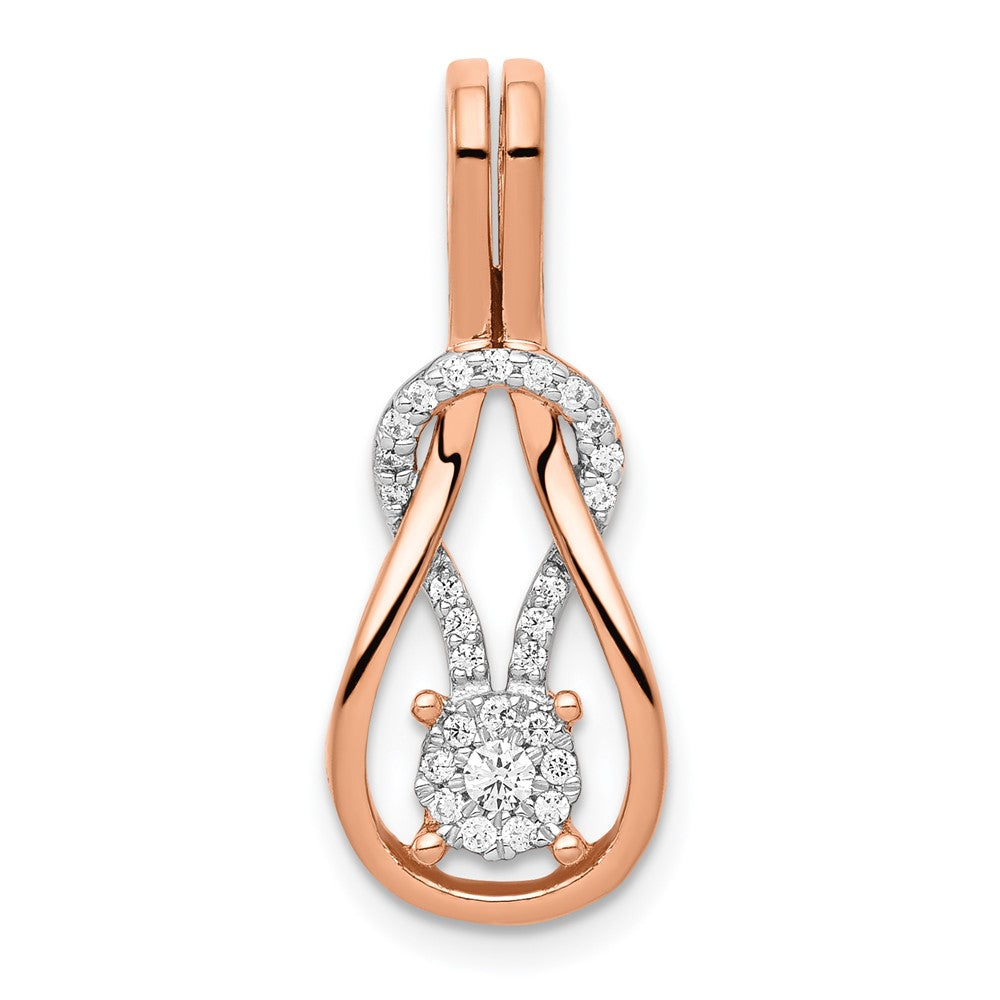 14k Rose Gold 1/6ct. Real Diamond Square Knot Slide Pendant