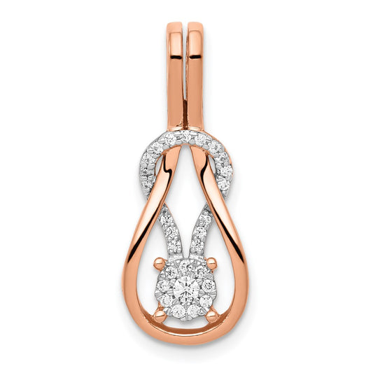 14k Rose Gold 1/6ct. Real Diamond Square Knot Slide Pendant