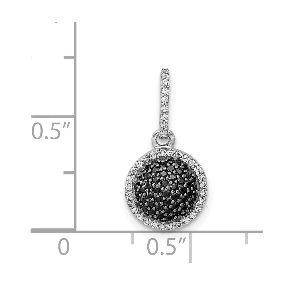 14k White Gold White/Black Real Diamond Circle Cluster Pendant