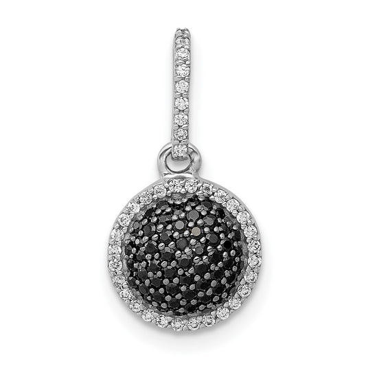 Solid 14k White Gold White/BlacK Simulated CZ Circle Cluster Pendant